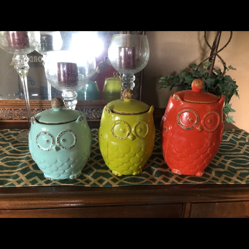 Ceramic Owl Kitchen Canisters
